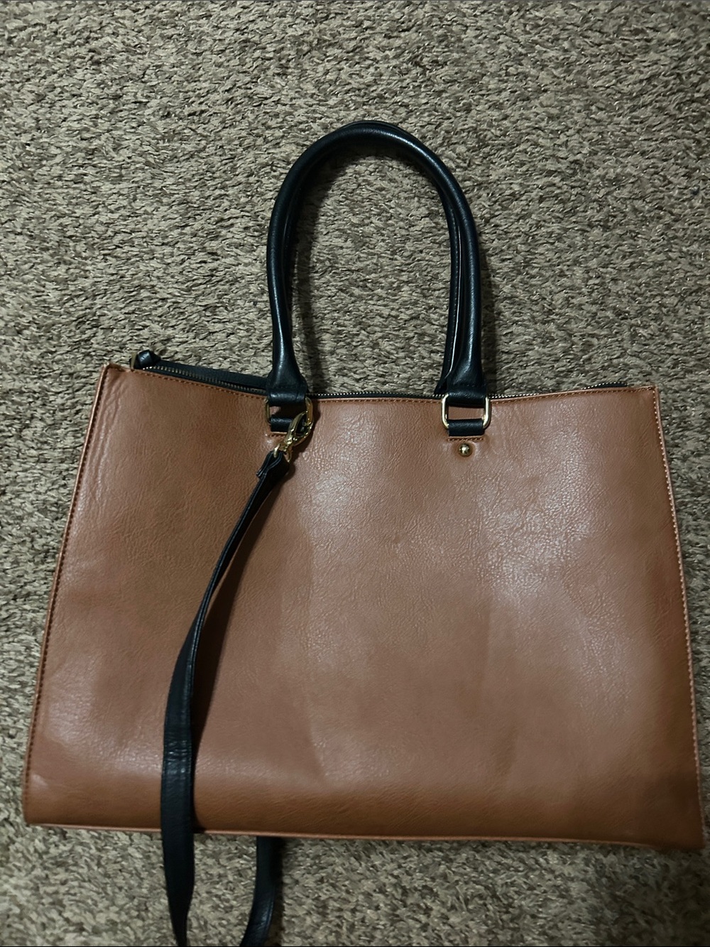 Merona Tri-Color Shoulder Tote in Black, Cream & Brown - Picture 2 of 4